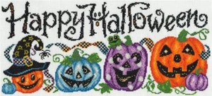 Ursula Michael Counted Cross Stitch Leaflet ~ Jack-O-Lantern Greeting - Picture 1 of 2