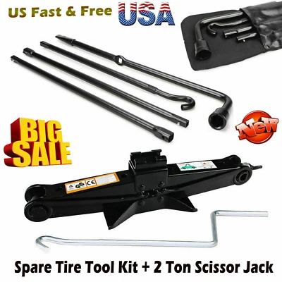 Repair Spare Tire Tool For Ford 2004-2014 F150 and Scissor Jack Black Steel US Foto 1 de 4