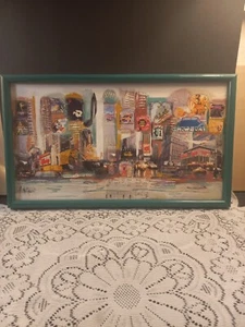 NYC/ Broadway/ Time Square Mixed Media Framed Art Canvas By Anita 19×11" Framed - Picture 1 of 18