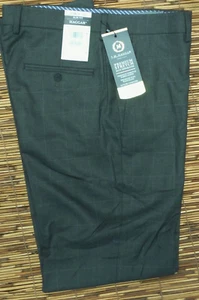 HAGGAR PANTALONI ELEGANTI DA UOMO PREMIUM ELASTICIZZATI SLIM FIT POLI/VISCOSA GRIGIO SCURO LISTA $100 - Foto 1 di 6