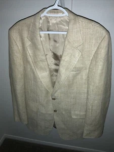 Vintage Christian Brooks Mens Pure Silk Beige Tan Blazer Missing Size Tag - Picture 1 of 18