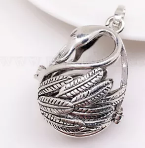 Tibetan Style Silver Bead Swan Cage Pendants, for Chime Ball Pendant Necklace - Picture 1 of 3