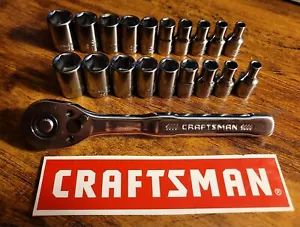 CRAFTSMAN 20 pc 1/4" Dr 6pt Socket + Ratchet cmmt86721 set - Picture 1 of 1