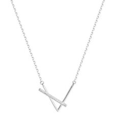 Natural Real Diamond Horizontal V-shaped Necklace For Women In 10K White Gold