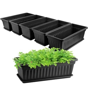 Rectangle Planters For Indoor Plants 6 Pack 16.9x7.48 Inch Large Vegetable Flowe - Picture 1 of 8