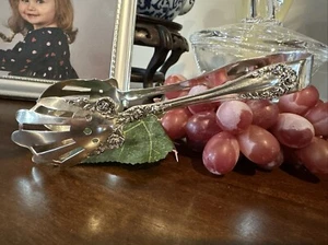 Wallace Sterling 1888 Rose Lg 7” Ice Tongs No Mono Excellent Look - Picture 1 of 11