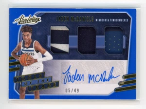 JADEN McDANIELS 2020-21 Panini Absolute AUTO Triple Parche RC Rookie #d/49 Herramientas - Imagen 1 de 2