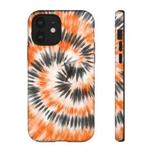 Orange & Black Tie Dye Cell Phone Case - Impact Resistant Shell - Gift - Picture 1 of 48