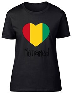 Personalised Guinea Football Nation Flag Fitted Womens Ladies T Shirt