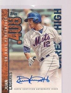 JUAN LAGARES CAREER HIGH AUTO 2015 TOPPS BASEBALL