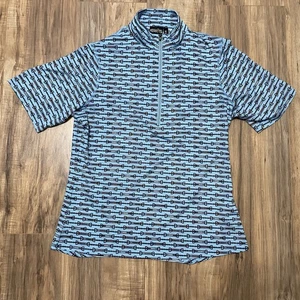 Camisa Top Kerrits Mujer Mediana 1/4 Cremallera Manga Corta Equitación Azul - Imagen 1 de 10
