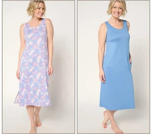 MUK LUKS Size 2X Cloud Knit Set of 2 Midi Dresses PINK PALM A677811 - Picture 1 of 1