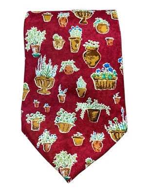 Burberry Tie Silk Red Floral Baskets 60” Designer Work - Image 1 of 2