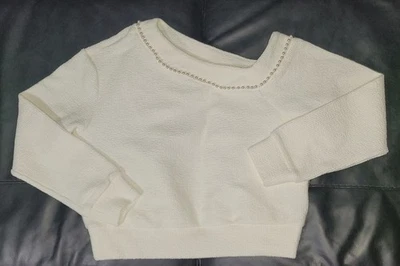 Miss Sixty White Pearl Embellished Pullover Textured Sweater Womens EUR XS Italy - Image 1 of 4