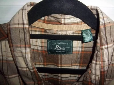 VTG GH Bass & Co Mens Beige/brown button up sh sleeve shirt XL, all cotton - Image 1 of 4