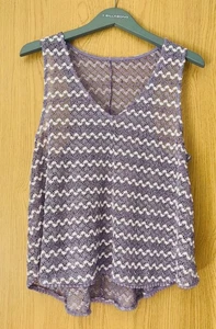 Next purple Crochet Lace Sleeveless swing Top cover up sheer size 16 lilac beach - Picture 1 of 4