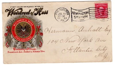 #319 Philadelphia PA Flag Weisbrod & Hess Brewery Beer Advertising 1907 - Image 1 of 2