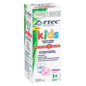 Zyrtec Kids Antihistamine Allergy & Hayfever Oral Liquid Bubblegum 120ml - Picture 1 of 5