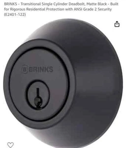 BRINKS - Transitional Single Cylinder Deadbolt Matte Black Exterior Doors - Picture 1 of 3