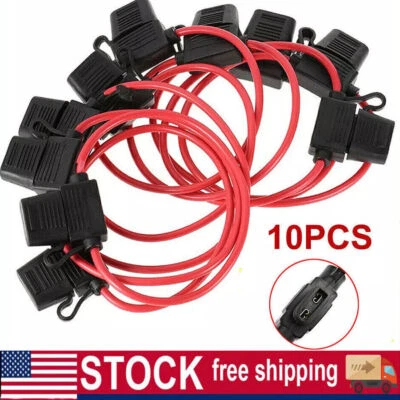 10 x Inline Fuse Holder to Accept 12V 30A Mini Blade Fuses Splash Proof Car Bike - Image 1 of 4
