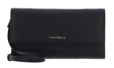 COCCINELLE porte-monnaie Mini Bag Wallet Grained Leather Noir - Photo 1/4