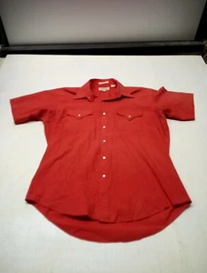 Sheplers Shirt Mens 16.5 Large Red Western Pearl Snap Sawtooth Short Sleeve - Picture 1 of 5