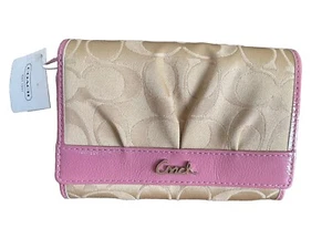 Brand NEW with Tag F44530 Coach Soho Signature Sateen Purple Brown Clutch Wallet - Picture 1 of 7