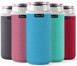 Slim Can Cooler Sleeves (5-Pack) Insulated Neoprene, White Claw Skinny Can Co... - Picture 1 of 6