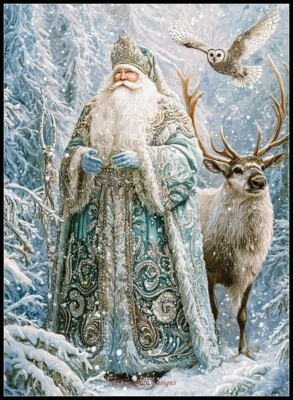 Papá Noel en la nieve 3 hágalo usted mismo gráfico contado punto de cruz patrones costura DMC Foto 1 de 2