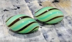 Transparent Handmade Blown Glass Globe Beads, Rice 17-19x10mm,Light Green, 5 pce - Picture 1 of 3