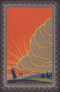 Spielkarten Einzelkarte alt Vintage Art Deco benannt * WOLKEN IM WESTEN * Mädchen - Bild 1 von 3