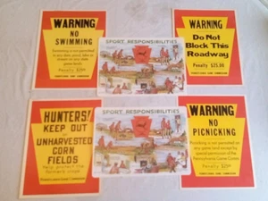 Lot 6 Vintage Pennsylvania PA Game Commission Deer Hunting Cabin Sign Posters - Picture 1 of 9