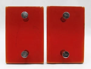 Pair of Mid Century Modern Red Glass & Nickel Door Pulls - Picture 1 of 6