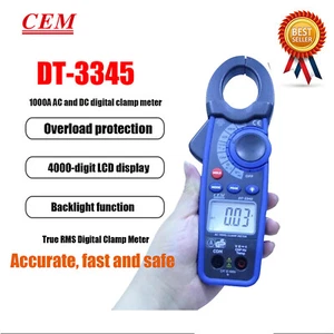 Abrazadera digital CEM DT-3345 1000A CA/DC función de retención de datos apagado automático - Imagen 1 de 4