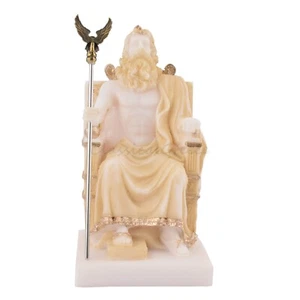 Statue Altgriechischer Gott Zeus Dias Jupiter Alabaster 4,72" - 12 cm Marmorguss - Bild 1 von 7