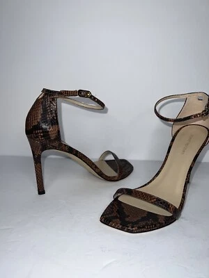STUART WEITZMAN Amelina Snake Print Leather Heeled Sandals Shoes Sz 8 - Image 1 of 4