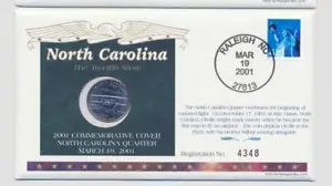 2001 Commemorative  North Carolina State Quarter First Day Cover Limited edition - Picture 1 of 5