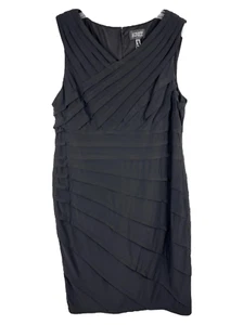 Adrianna Papell Size 16 Dress Black Sheath Sleeveless Knee Length Ruffle 671 - Picture 1 of 7