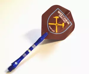 WEST HAM UNITED DART FLIGHTS & BLUE REGROOVED ALUMINIUM STEMS - Picture 1 of 1