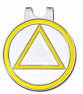 C/T Golf Ball Marker w/ Magnetic Hat Clip Yellow/ WHITE & SILVER - Recovery AA  - Picture 1 of 4