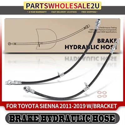Juego de 2 mangueras hidráulicas de freno delanteras izquierda y derecha nuevas para Toyota Sienna 2011-2019 Foto 1 de 4