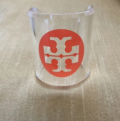 Brazalete Brazalete Acrílico Lucite Resina * Transparente * Naranja Nuevo sin Etiquetas Tory Burch Logo Foto 1 de 2
