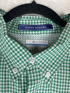 Columbia Bahama Para Hombre XL Verde Blanco Camisa A Cuadros Manga Larga Con Botones - Imagen 1 de 9