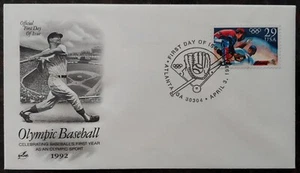 1992 Olympic Baseball First Day Of Issue 29 Cent Stamp Atlanta GA Postmark - Picture 1 of 8