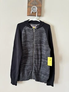 NWT Rumi + Ryder Boys Size M The Classic Baseball Collar Full Zip Sweater Black - Picture 1 of 4