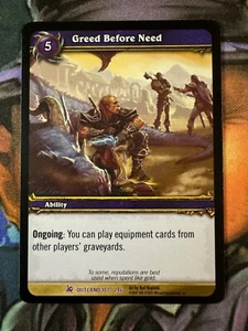 Juego de cartas coleccionables Outland 107/246 Greed Before Need de World of Warcraft - Imagen 1 de 2