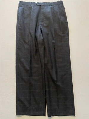 VTG Hart Schaffner Marx 36 x 30 Gray Houndstooth Windowpane Wool Flannel Trouser - Image 1 of 4