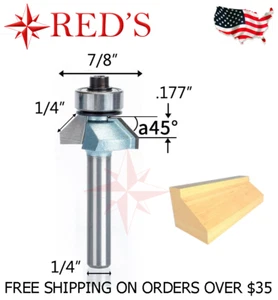 Tideway Carbide IND LC02030404 1/4" 45 gradi cuscinetto smussato 1/4" gambo router bit - Foto 1 di 1