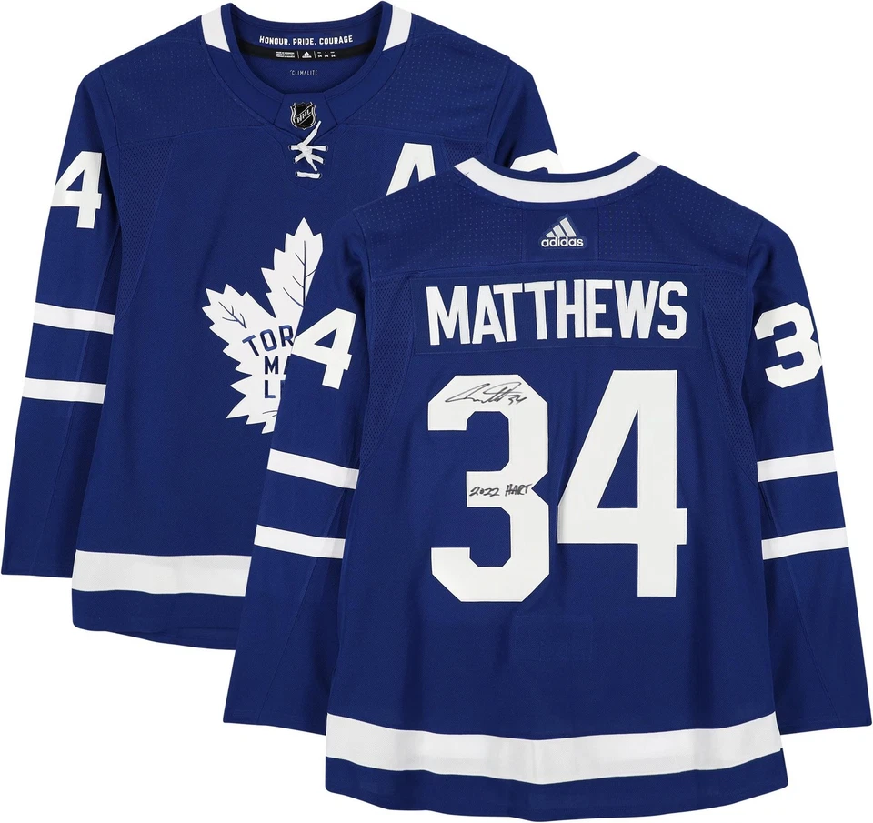 Auston Matthews Maple Leafs 2022 Hart Trophy Winner Signed Jersey w/Insc - Image 1 of 4