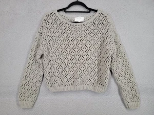 Maglione donna oversize Jessica Simpson grigio maglia uncinetto crop pull over taglia S - Foto 1 di 7
